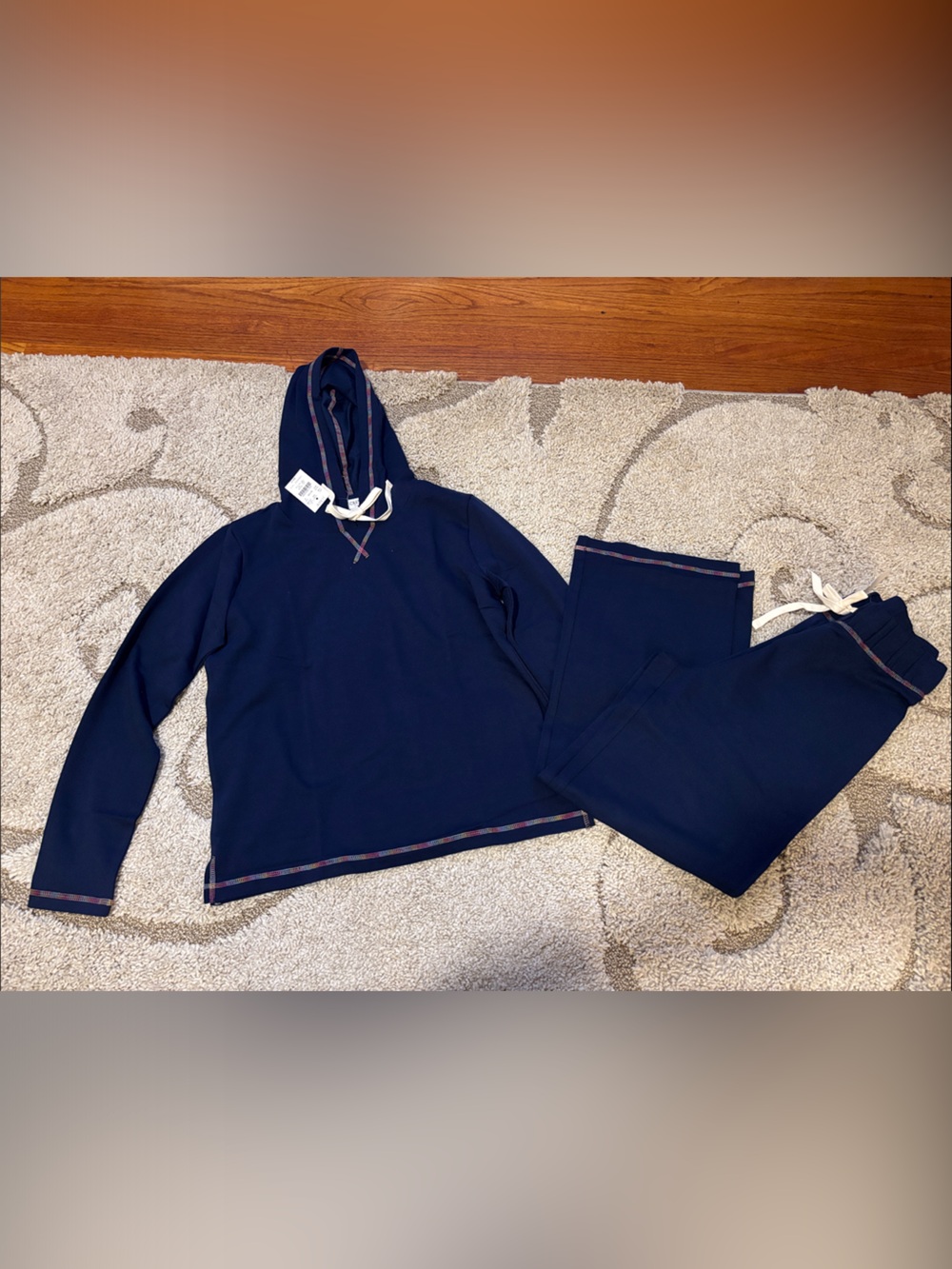 J. Crew Navy Hooded Sweatshirt and Jogger Pants Set